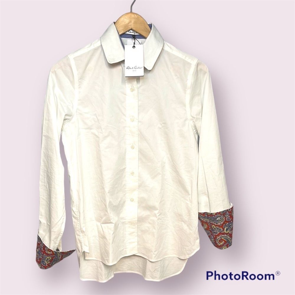 ROBERT GRAHAM Priscilla Button Down Flip Cuff Shirt *NEW*